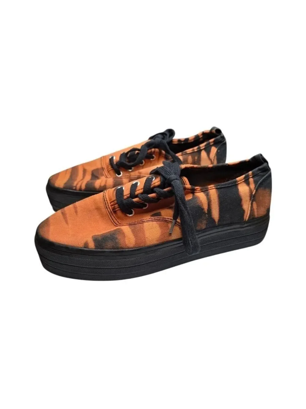 Divided H&M Orange Black Low Top Lace Up Sneakers US 8
